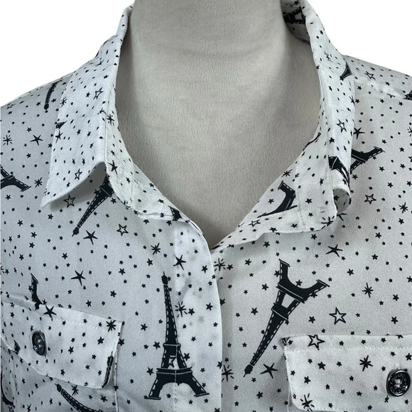 Karl Lagerfeld button down top with Paris Eiffel Tower Print size XL - Picture 3 of 12